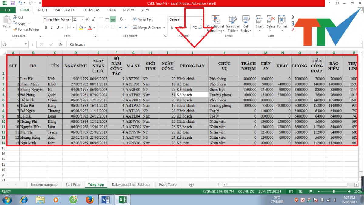 HƯỚNG DẪN TÔ MÀU CỘT XEN KẼ TRONG EXCEL  TRUNG TÂM NGOẠI NGỮ  TIN HỌC  TRƯỜNG ĐH KINH TẾ  ĐH ĐÀ NẴNG