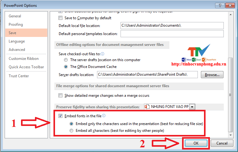 Cách lưu font vào PowerPoint để không bị lỗi font khi mở trên máy khác