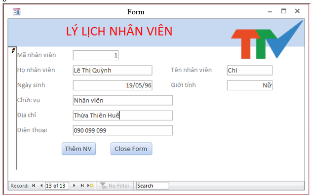 Tạo Form Trong Access